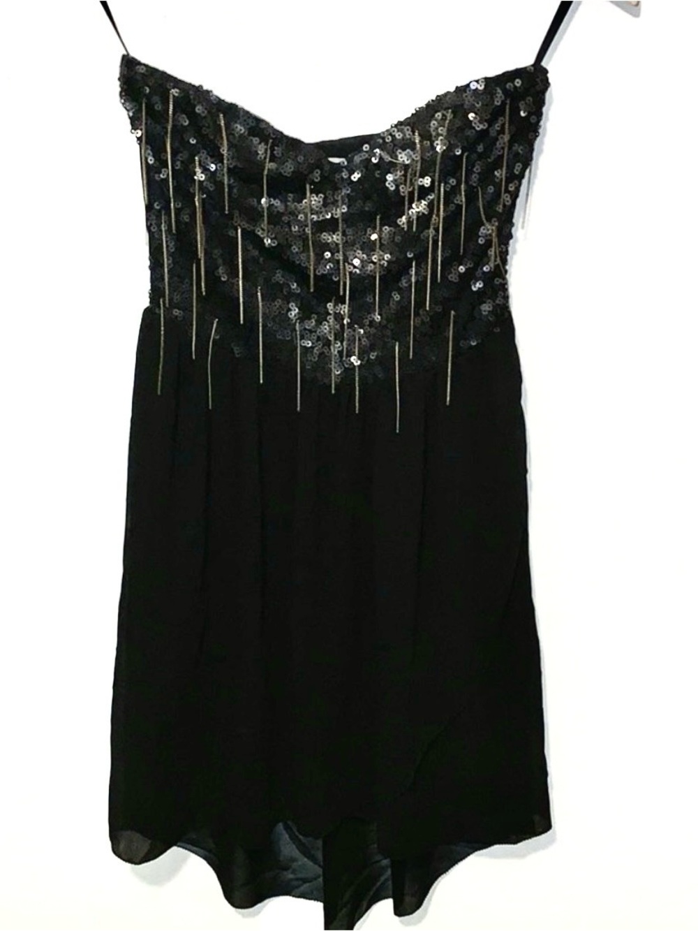 Vintage 90s Arden B Black Sequin Mini Dress Drip Chain Tulip Wrap XS NWT $129